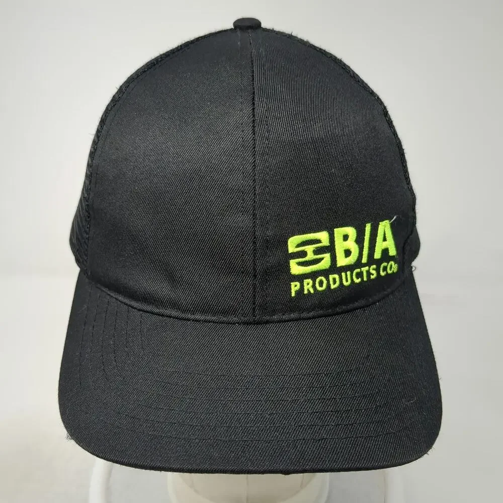 Black Trucker Hat One Size Mesh Back Snapback B/A Products Co Logo Company